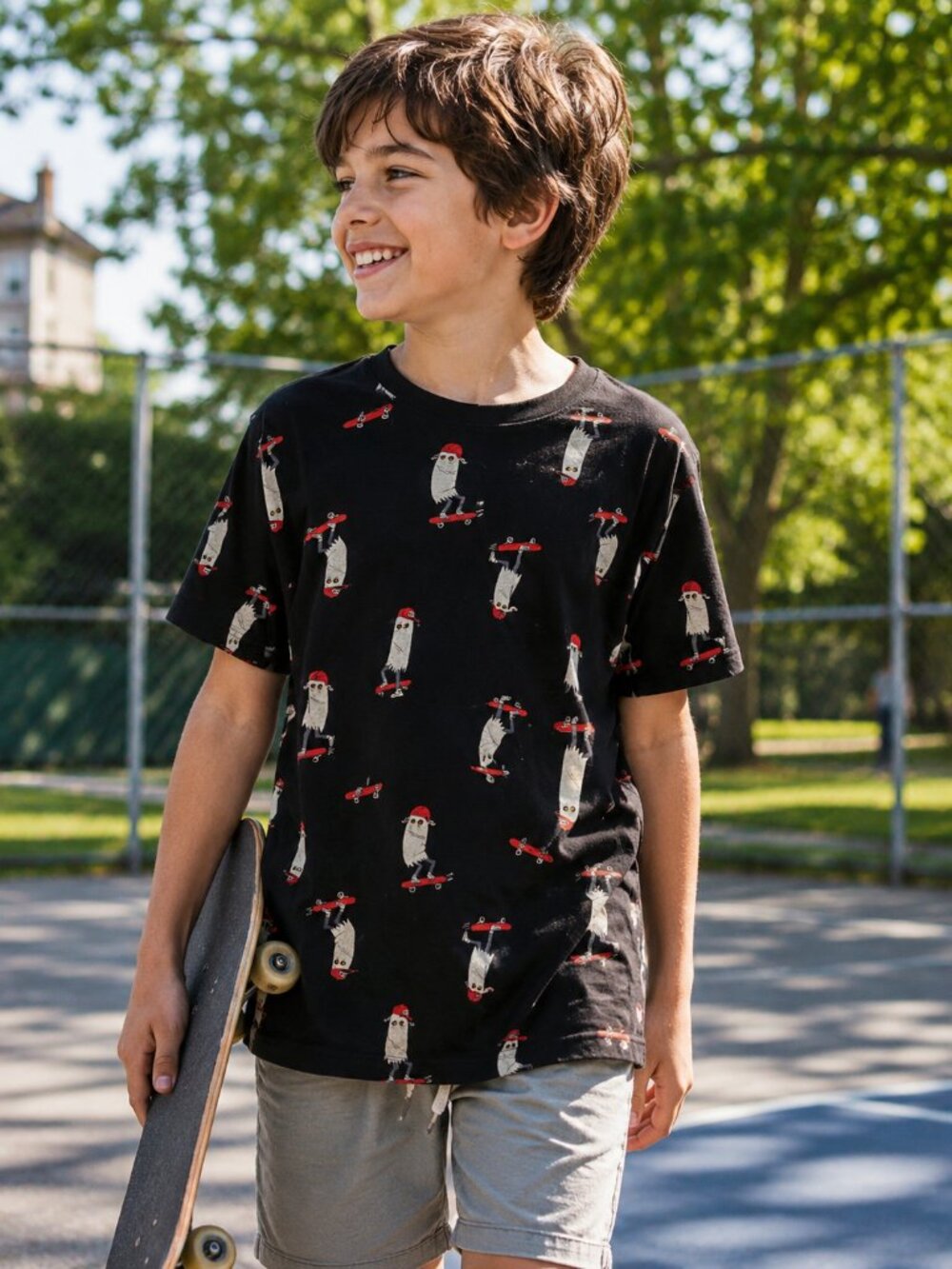 Old Navy Ghost Skateboard Graphic Tee Boys Large 10-12 Black Softest Tee